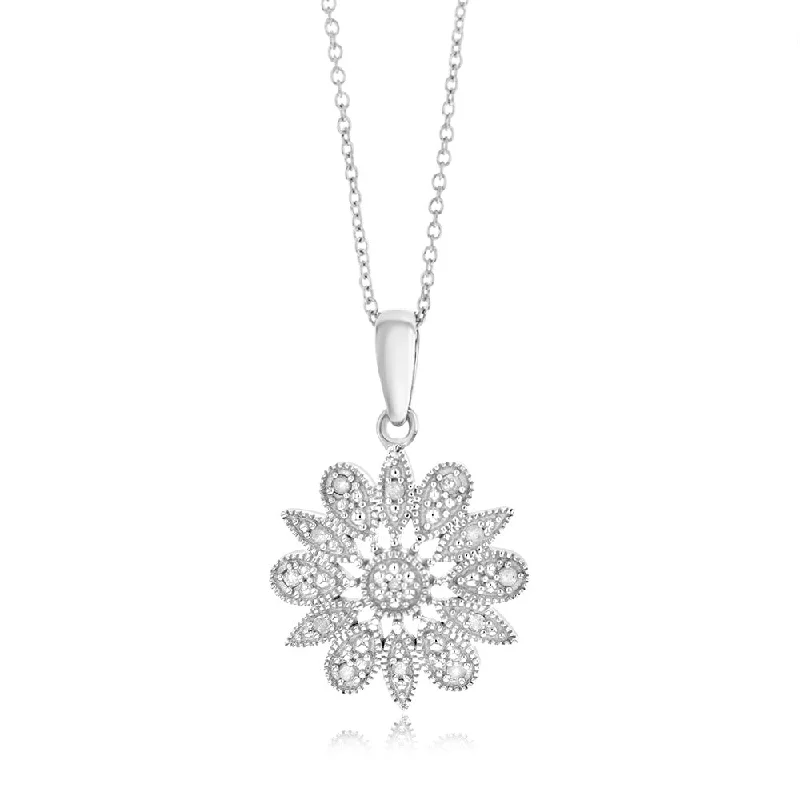 oval cut engagement ring platinum 1/10 Carat Diamond Flower Pendant in Sterling Silver oval cut engagement ring platinum 1/10 Carat Diamond Flower Pendant in Sterling Silver