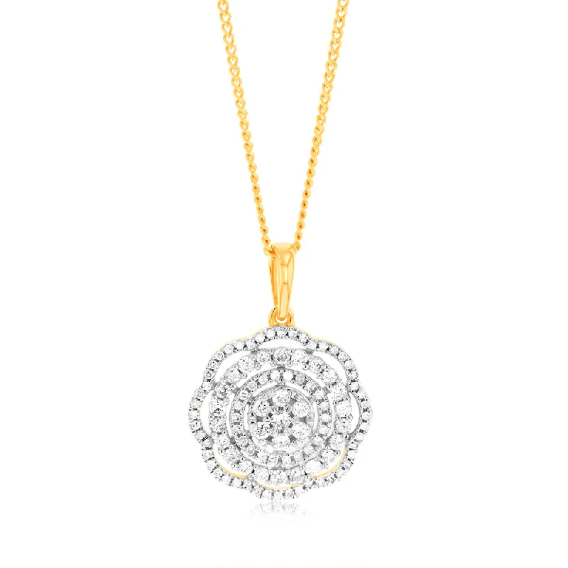 celestial crescent moon bracelet 1/2 Carat Diamond Flower Pendant in 9ct Yellow Gold celestial crescent moon bracelet 1/2 Carat Diamond Flower Pendant in 9ct Yellow Gold