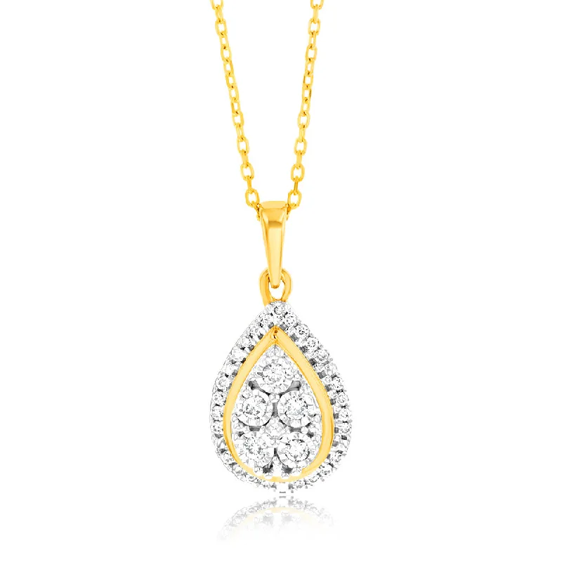 cubic zirconia eternity necklace 1/6 Carat Diamond Pear Shaped Pendant in 9ct Yellow Gold cubic zirconia eternity necklace 1/6 Carat Diamond Pear Shaped Pendant in 9ct Yellow Gold