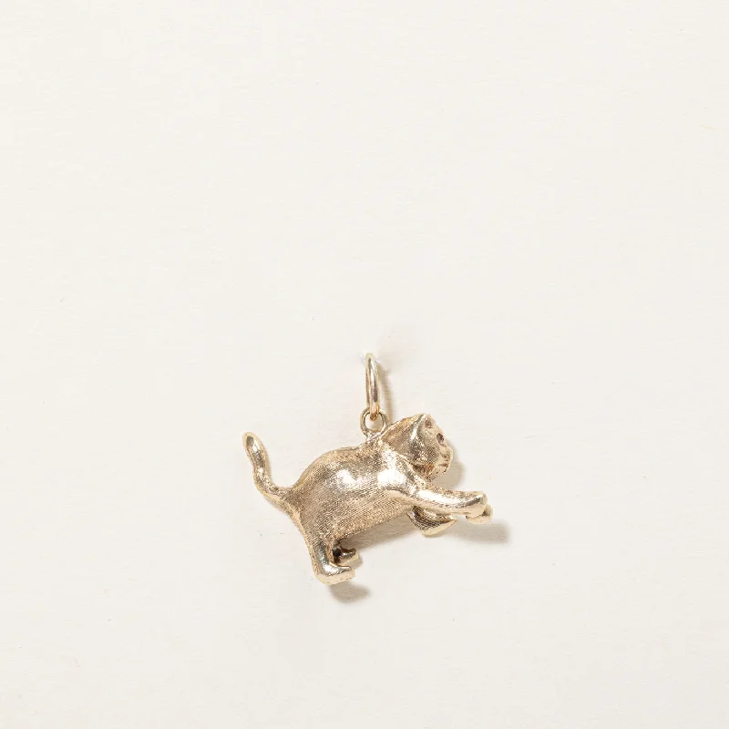 handcrafted gemstone pendant 10k Yellow Gold Cat Charm