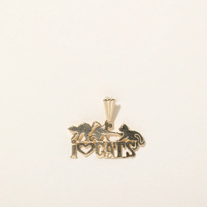 engraved pendant necklace 10k Yellow Gold 'I Love Cats' Charm