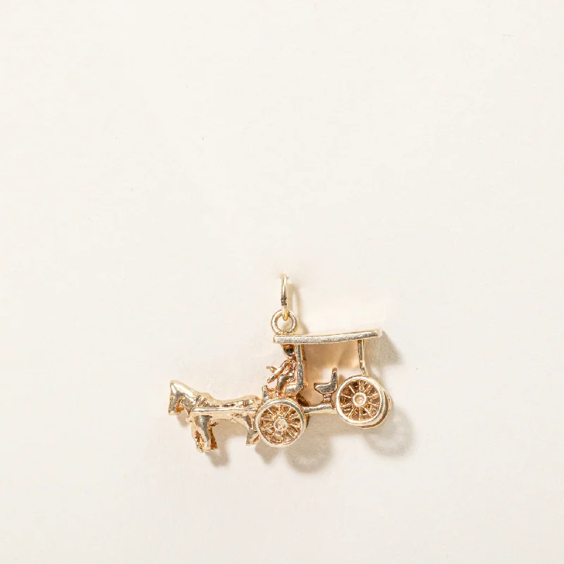 bold statement cuff bracelet 14k Yellow Gold Horse & Carriage Charm