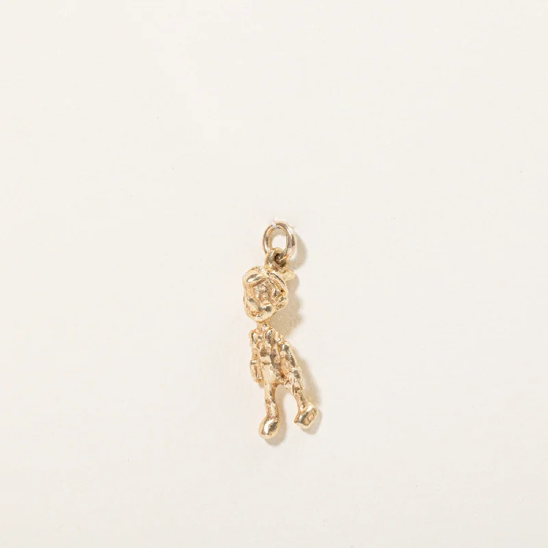 amethyst healing crystal necklace 14k Yellow Gold Pinocchio Charm