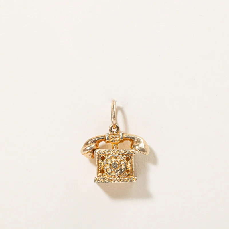 gold and diamond nose stud 14k Yellow Gold Rotary Phone Charm