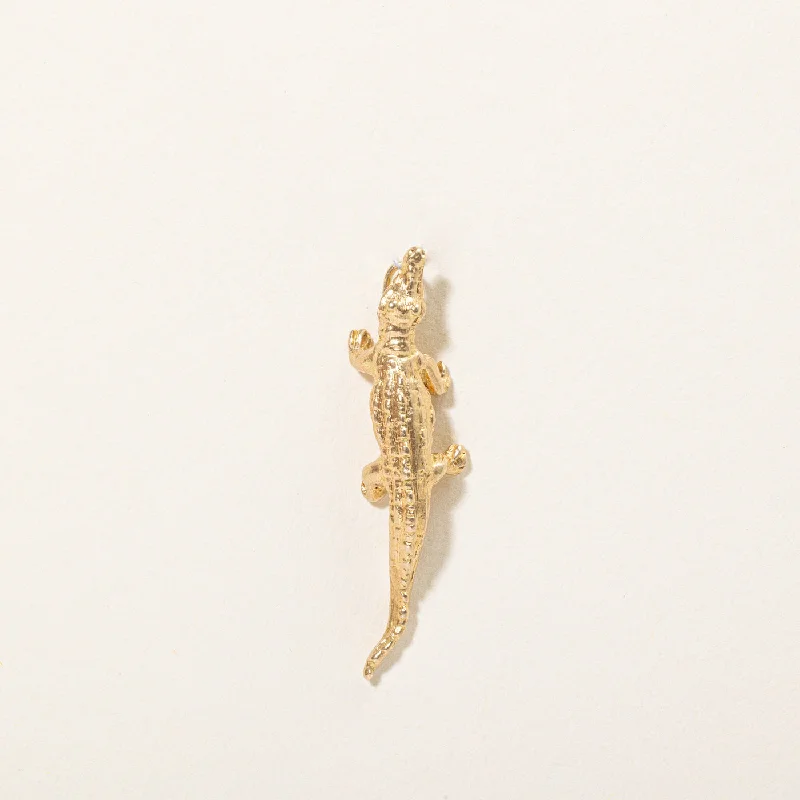 diamond tennis bracelet real 18k Yellow Gold Alligator Charm