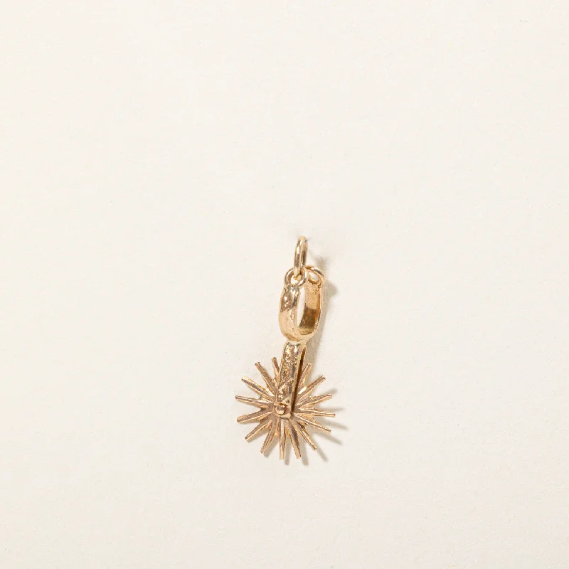 gothic skull ring for men 18k Yellow Gold Boot Spur Charm