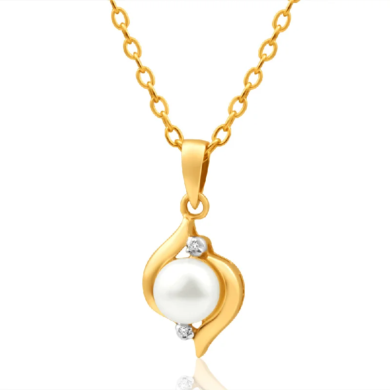 celestial galaxy planet earrings 9ct Dazzling Yellow Gold Diamond + Pearl Pendant
