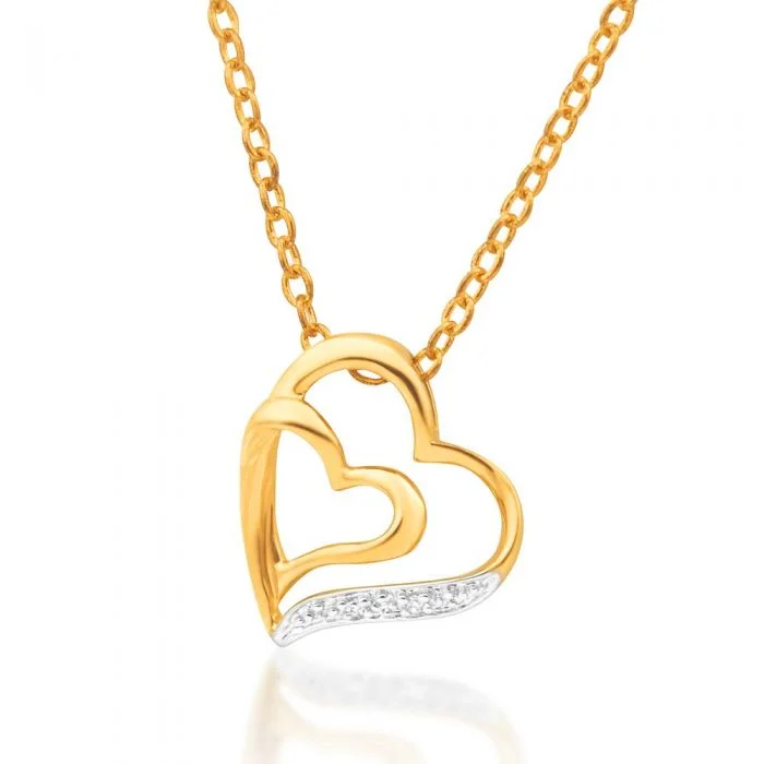 celestial galaxy planet necklace 9ct Elegant Yellow Gold Diamond Pendant