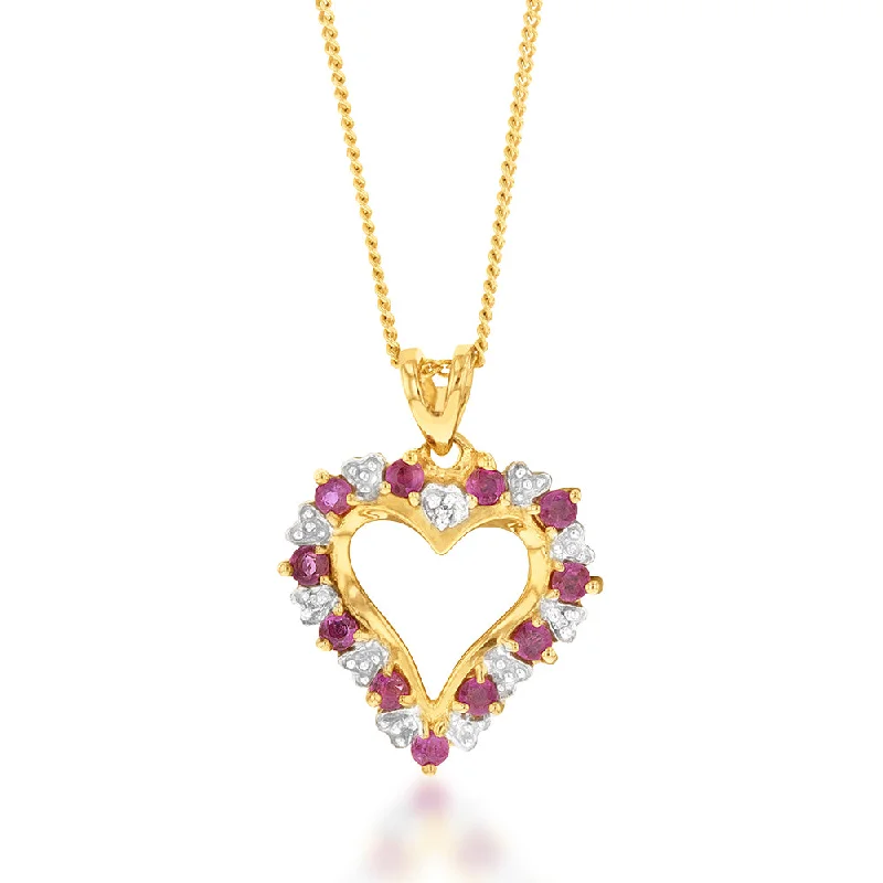 titanium black matte ring 9ct Natural Ruby and Diamond Heart Pendant