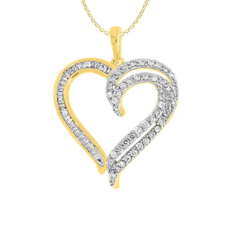dainty lotus flower ring 9ct Radiant Yellow Gold 1/2 Carat Diamond Heart Pendant With 45cm Chain