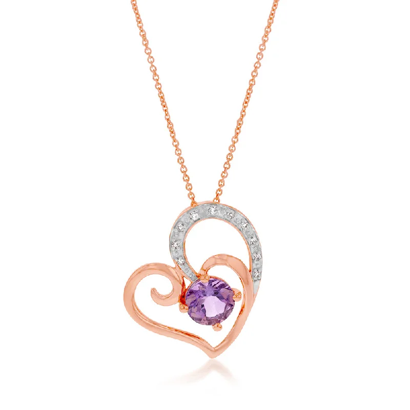 gemstone stacking rings colorful 9ct Rose Amethyst and Diamond Heart Pendant on 45cm Chain gemstone stacking rings colorful 9ct Rose Amethyst and Diamond Heart Pendant on 45cm Chain