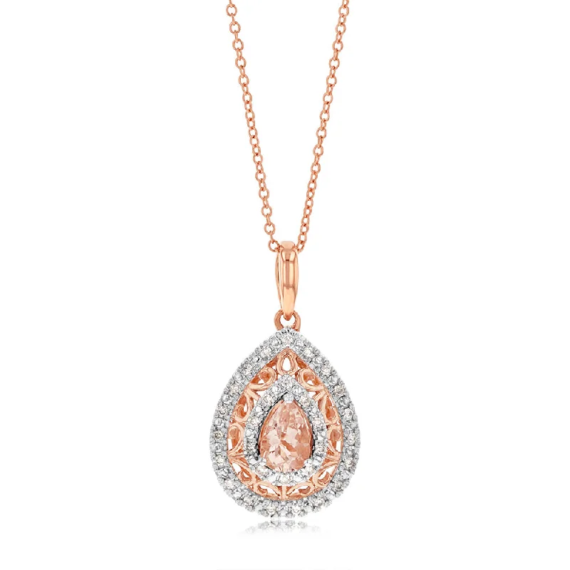 vintage citrine ring 9ct Rose Gold Diamond And Oval Morganite  Pendant