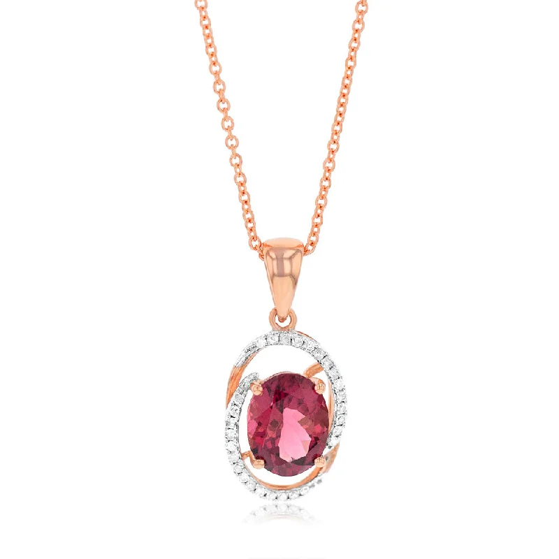 gemstone teardrop earrings 9ct Rose Gold Natural Pink Tourmaline Pendant On Chain