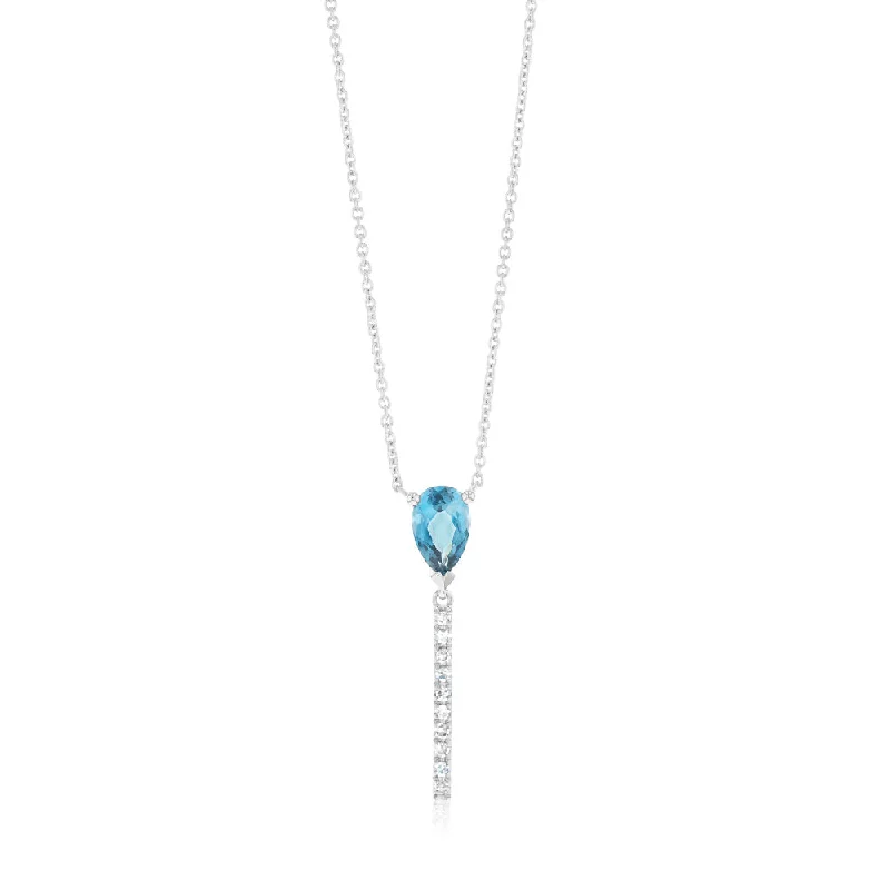 dainty gold chain earrings 9ct White Gold 0.48Ct Blue Topaz in 10 Diamonds
