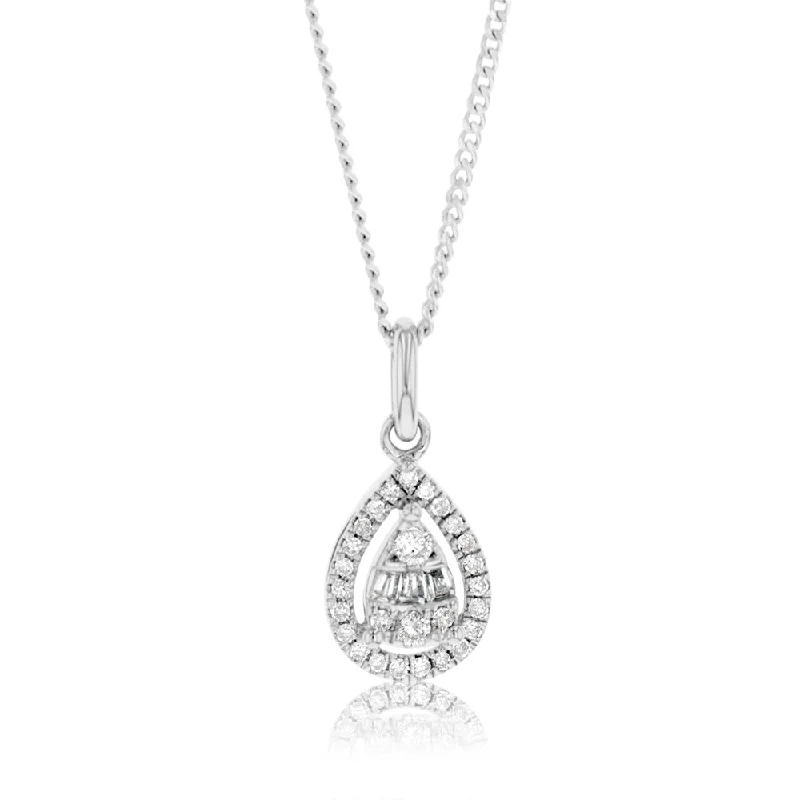 men’s tungsten wedding ring 9ct White Gold 1/6 Carat Pear Shape Diamond Pendant