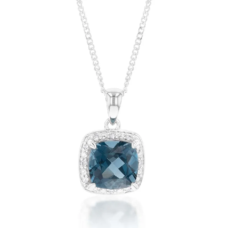 sterling silver charm anklet 9ct White Gold 8mm 2.70ct London Blue Topaz and Diamond Pendant sterling silver charm anklet 9ct White Gold 8mm 2.70ct London Blue Topaz and Diamond Pendant