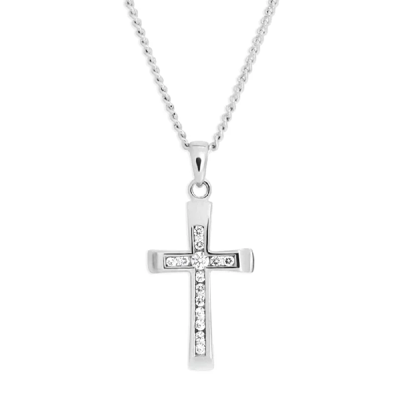 dainty gold anchor bracelet 9ct White Gold Cubic Zirconia Cross Pendant