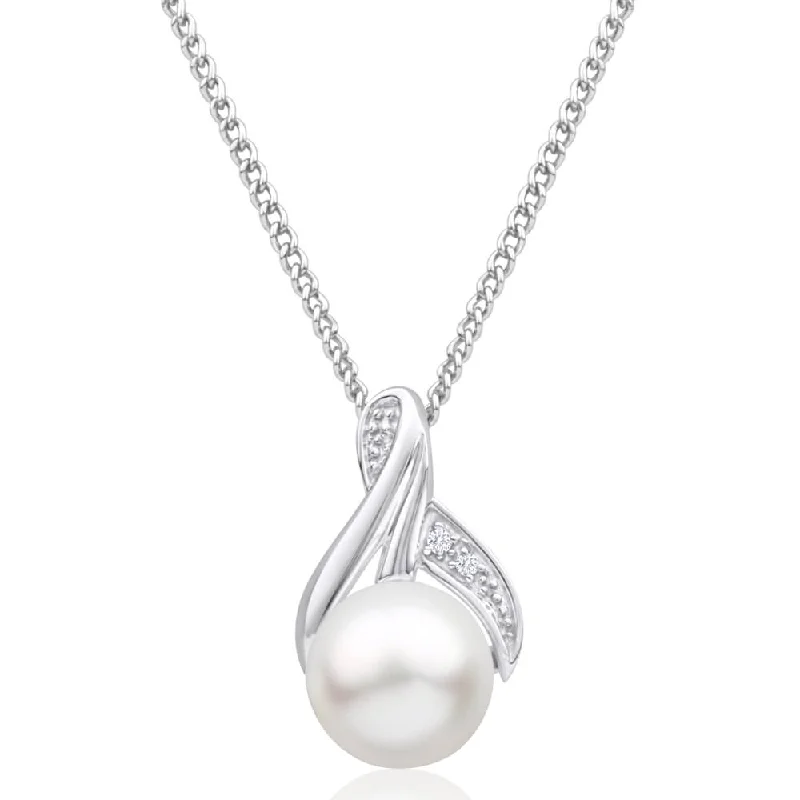 rose gold anklet chain 9ct White Gold Freshwater Pearl and Diamond Pendant