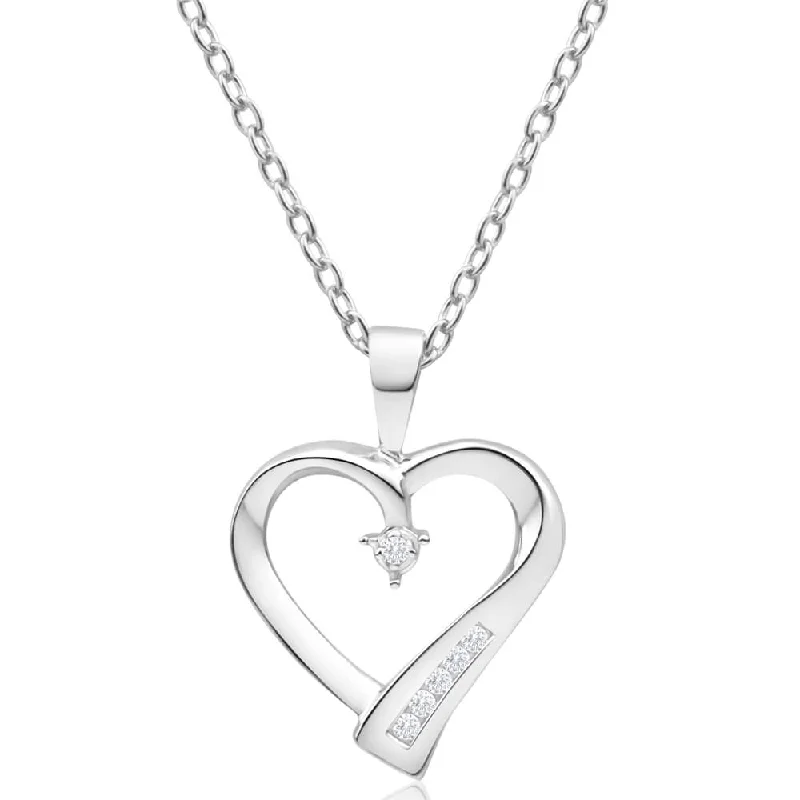 silver infinity knot ring 9ct White Gold Heart Shaped Channel Set Diamond Pendant