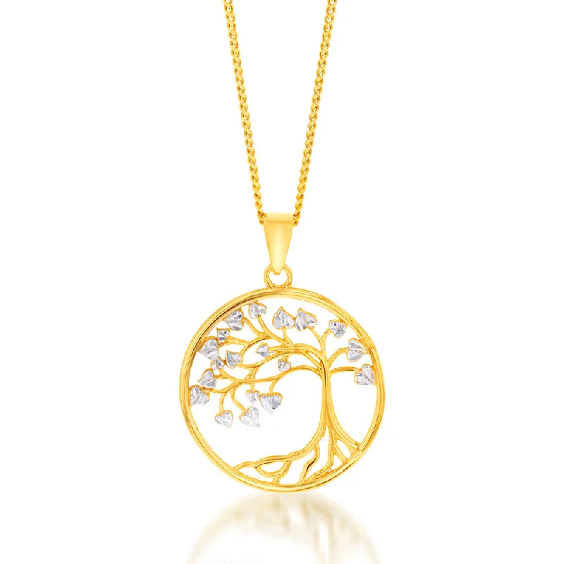 pearl and gold chain earrings 9ct Yellow And White Gold Diamond Cut Tree Of Life Pendant pearl and gold chain earrings 9ct Yellow And White Gold Diamond Cut Tree Of Life Pendant