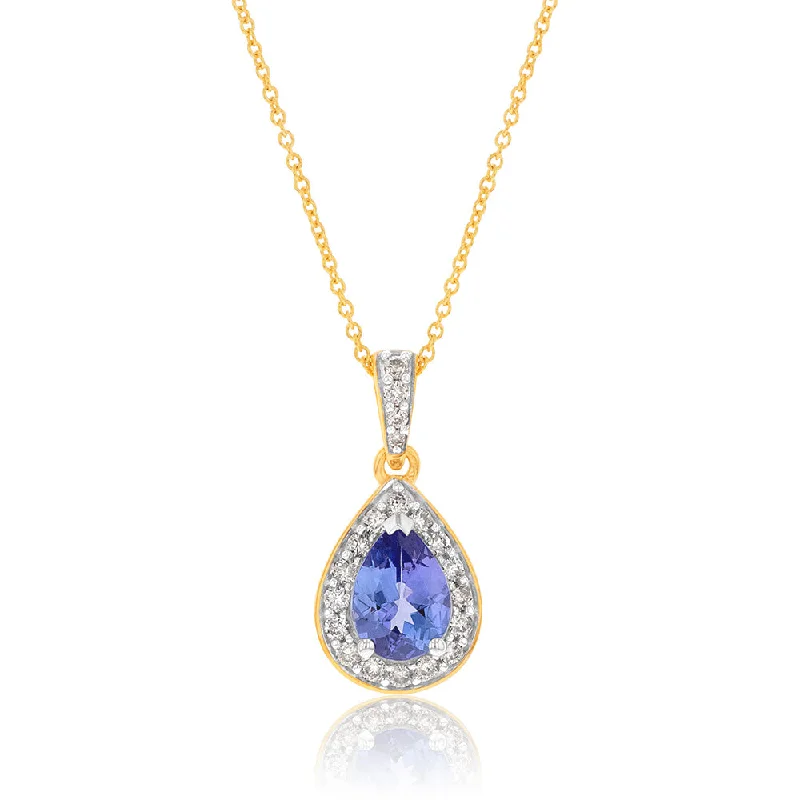 14k gold nose ring hoop 9ct Yellow Gold 0.75ct Tanzanite and Diamond Pear Pendant on Chain