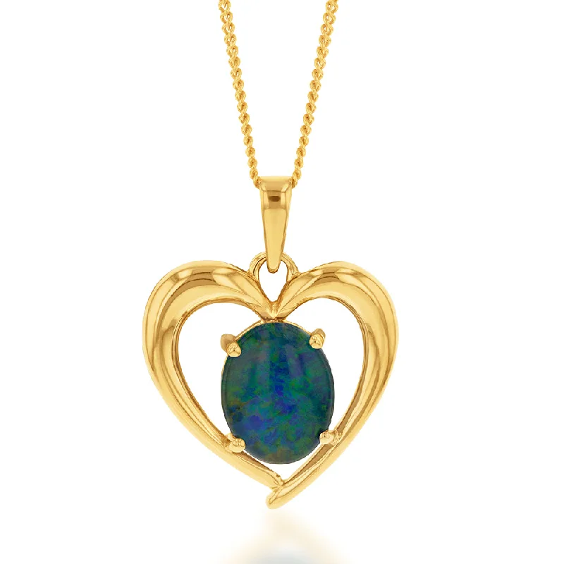 minimalist gold crescent moon necklace 9ct Yellow Gold 10x8mm Heart Pendant