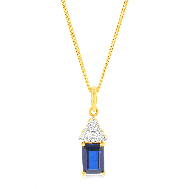 unique zodiac constellation necklace 9ct Yellow Gold 7mm Created Sapphire And Diamond Pendant unique zodiac constellation necklace 9ct Yellow Gold 7mm Created Sapphire And Diamond Pendant