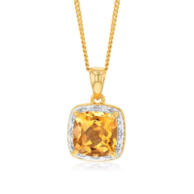 rose gold cubic zirconia earrings 9ct Yellow Gold 8mm 2.00ct Citrine and Diamond Cushion Cut Pendant rose gold cubic zirconia earrings 9ct Yellow Gold 8mm 2.00ct Citrine and Diamond Cushion Cut Pendant
