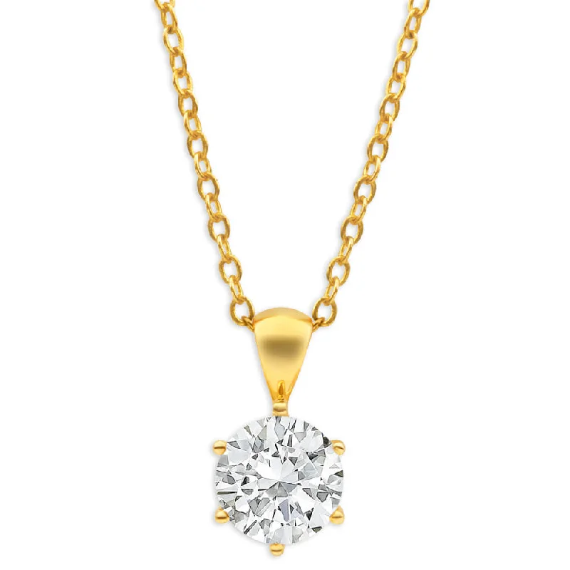 simple crystal pendant necklace 9ct Yellow Gold 8mm Cubic Zirconia Pendant