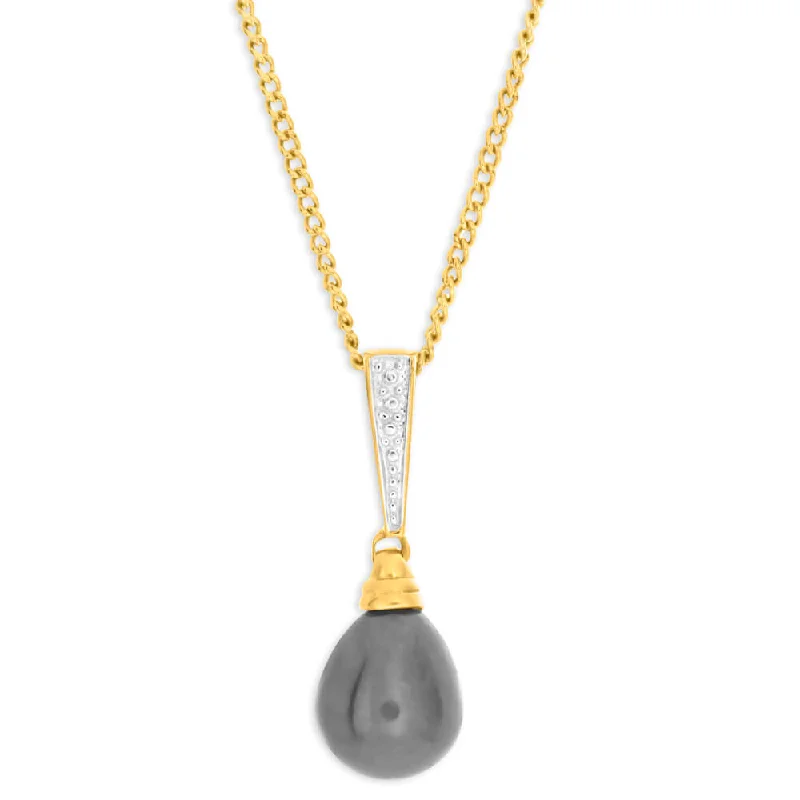 simple sapphire wedding band 9ct Yellow Gold Black Freshwater Pearl Pendant