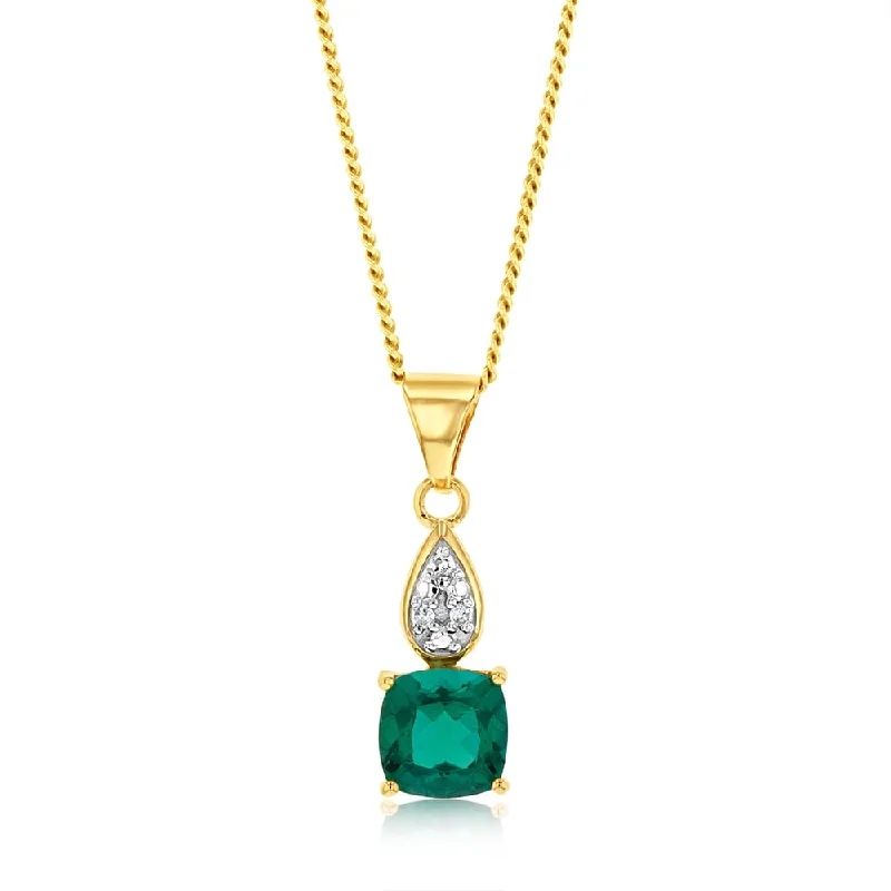 star-shaped cartilage stud earrings 9ct Yellow Gold Created Emerald And Diamond Pendant star-shaped cartilage stud earrings 9ct Yellow Gold Created Emerald And Diamond Pendant