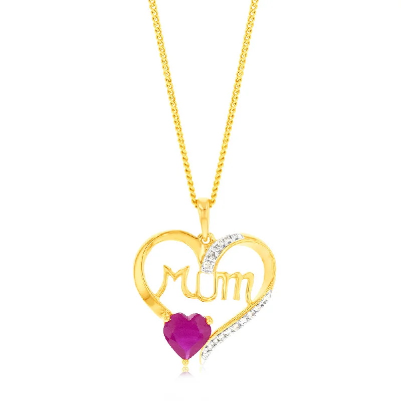 handcrafted gold stud earrings 9ct Yellow Gold Created Round Ruby Mum Heart Pendant handcrafted gold stud earrings 9ct Yellow Gold Created Round Ruby Mum Heart Pendant
