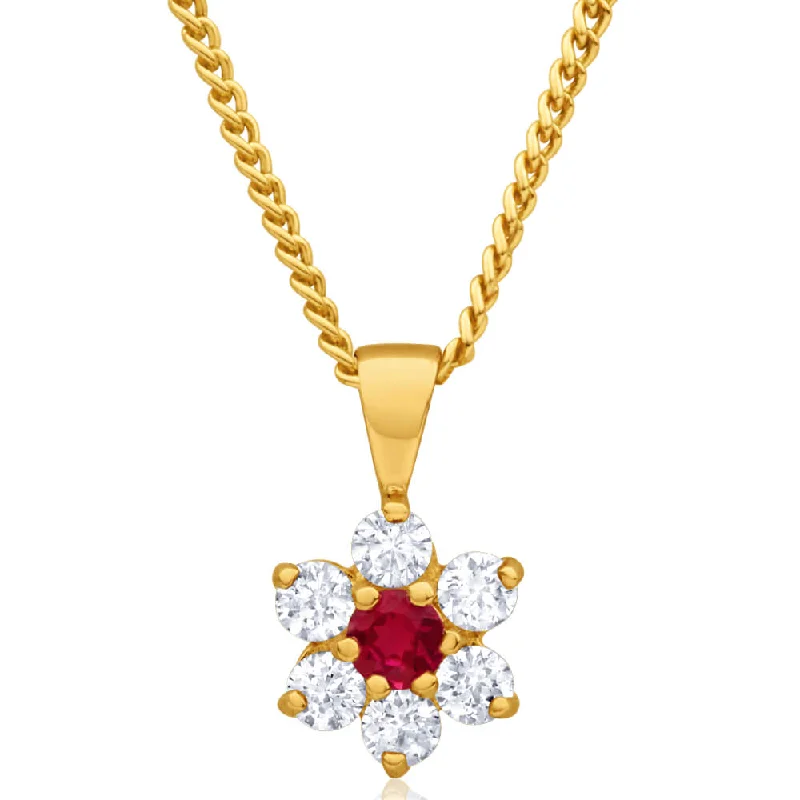 dainty silver hamsa bracelet 9ct Yellow Gold Created Ruby + Cubic Zirconia Flower Pendant dainty silver hamsa bracelet 9ct Yellow Gold Created Ruby + Cubic Zirconia Flower Pendant