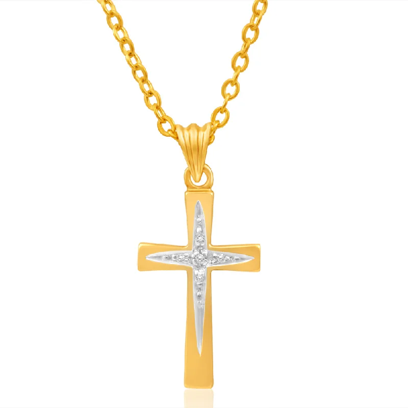 dainty gemstone drop earrings 9ct Yellow Gold Cross Diamond Pendant