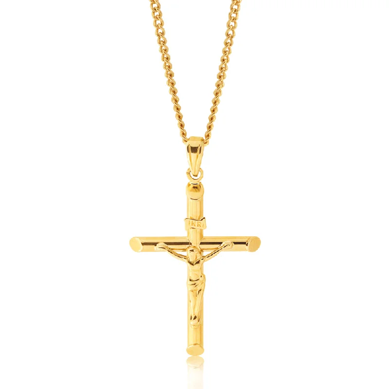 sterling silver infinity loop ring 9ct Yellow Gold  Crucifix 20.5x29 Pendant