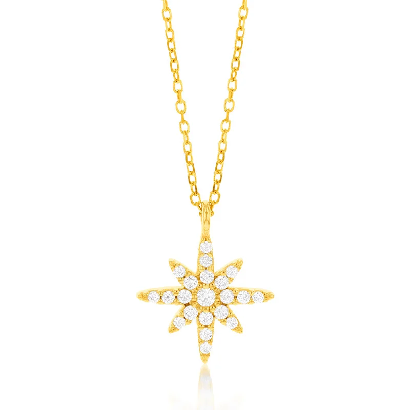 dainty gemstone chain bracelet 9ct Yellow Gold Cubic Zirconia Northstar Pendant On 45cm Chain dainty gemstone chain bracelet 9ct Yellow Gold Cubic Zirconia Northstar Pendant On 45cm Chain