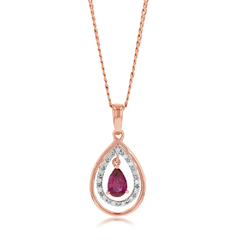 luxury diamond eternity ring 9ct Yellow Gold Diamond And Created Ruby Pendant