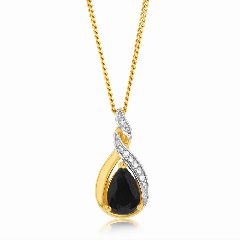 celestial sun and moon pendant 9ct Yellow Gold Diamond And Sapphire Slider Pendant