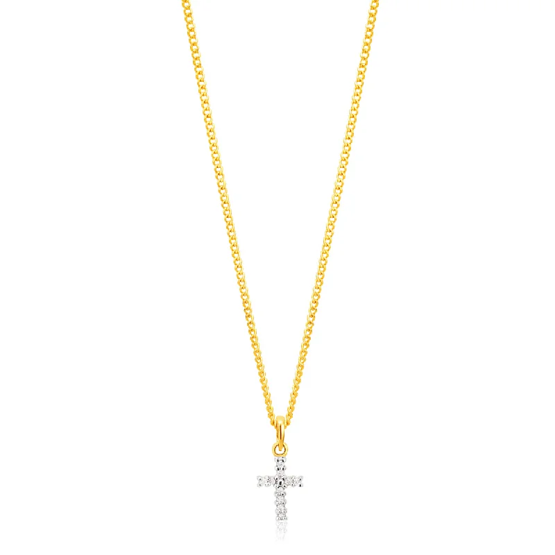 dainty sapphire stacking rings 9ct Yellow Gold Diamond Cross Pendant