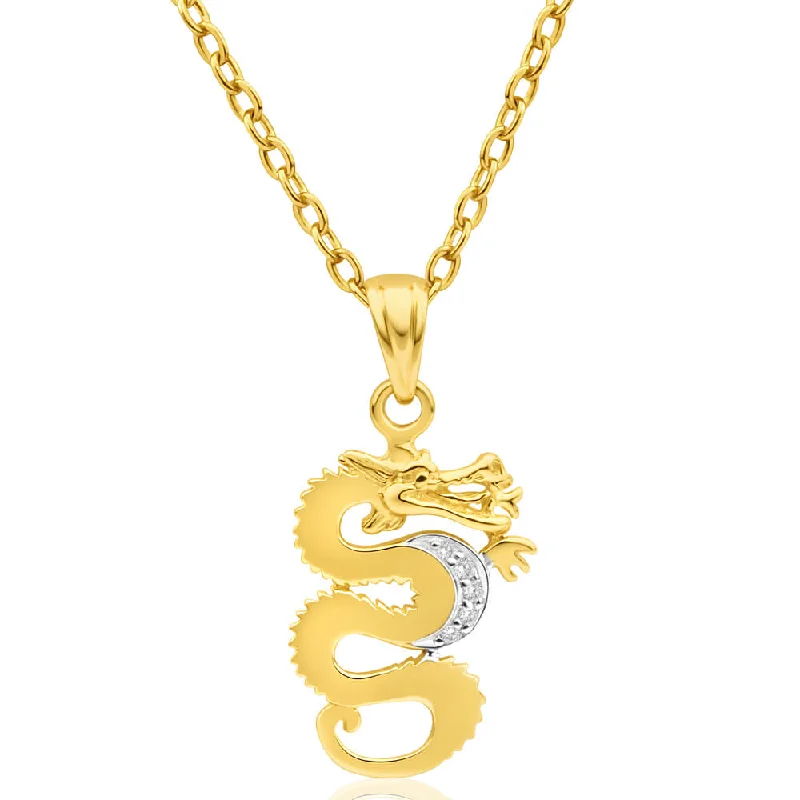braided gold chain bracelet 9ct Yellow Gold Diamond Dragon Pendant