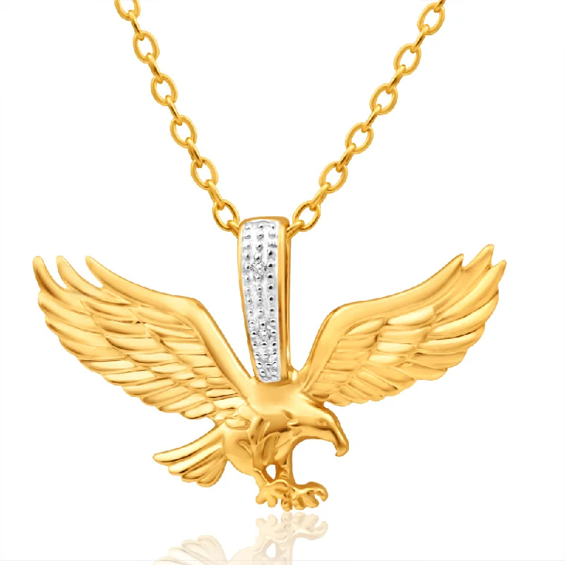 handmade antique silver bangle 9ct Yellow Gold Diamond Eagle Pendant
