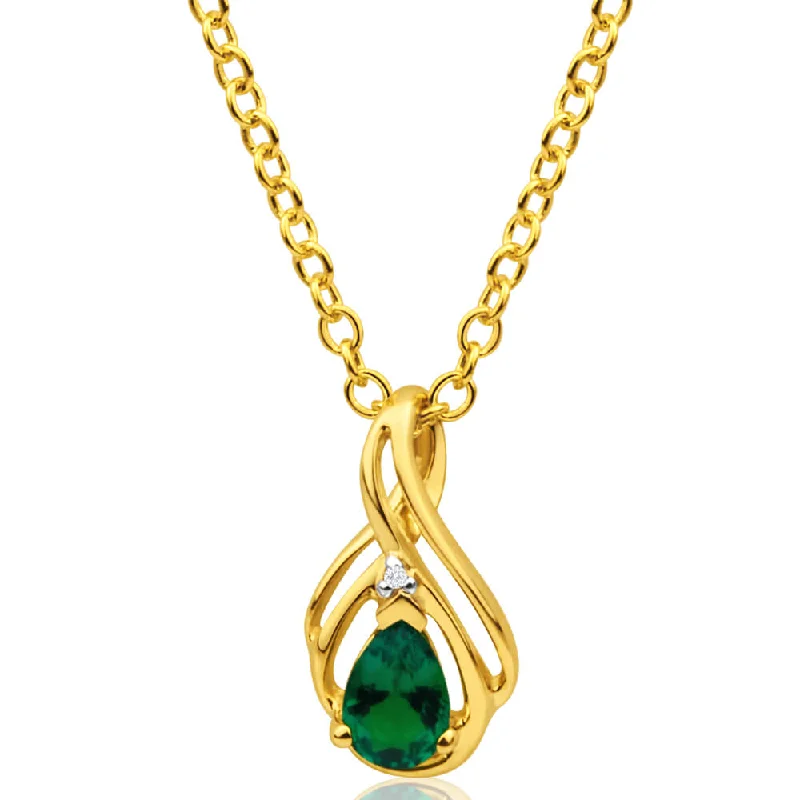 men’s black diamond cufflinks 9ct Yellow Gold Diamond + Emerald Pendant