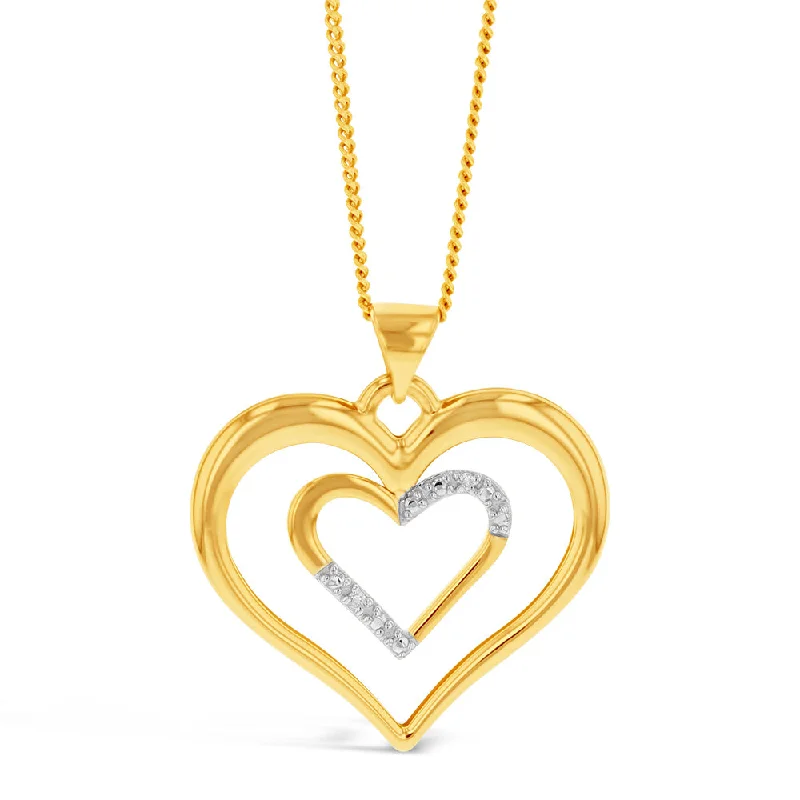 statement silver feather earrings 9ct Yellow Gold Diamond Heart Pendant