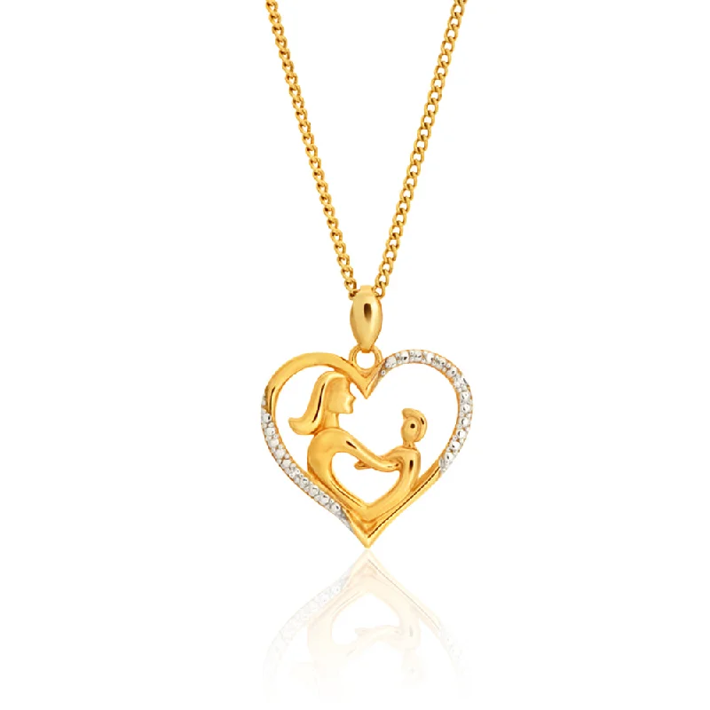 handmade clay bead earrings 9ct Yellow Gold Diamond Mother & Child Heart Pendant