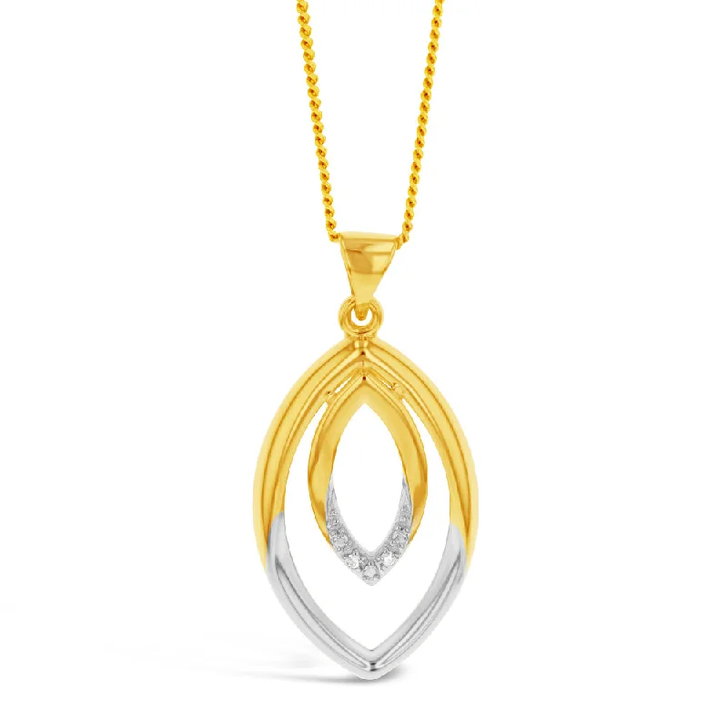 unique crystal bar necklace 9ct Yellow Gold Diamond  Pendant