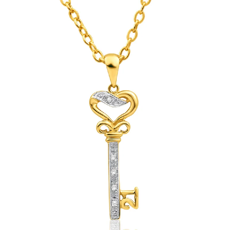 colorful gemstone engagement ring 9ct Yellow Gold Diamond Set '21' Key Pendant
