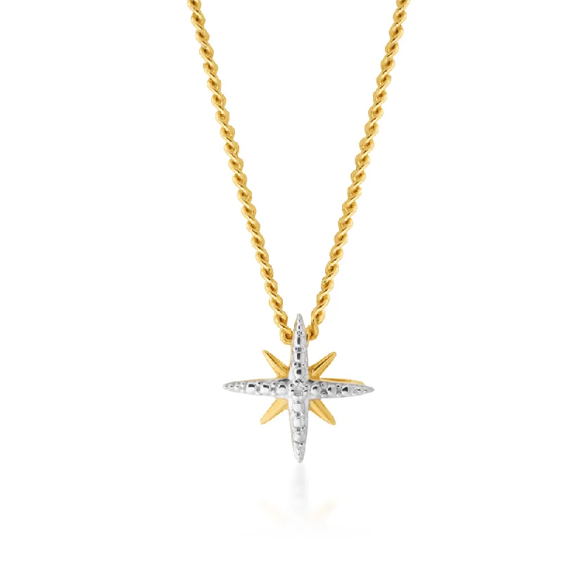 real garnet stacking rings 9ct Yellow Gold Diamond Starburst Pendant