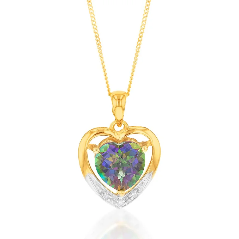 genuine ruby ring women 9ct Yellow Gold Enhanced Mystic Topaz and Diamond Heart Pendant on 46cm Chain genuine ruby ring women 9ct Yellow Gold Enhanced Mystic Topaz and Diamond Heart Pendant on 46cm Chain