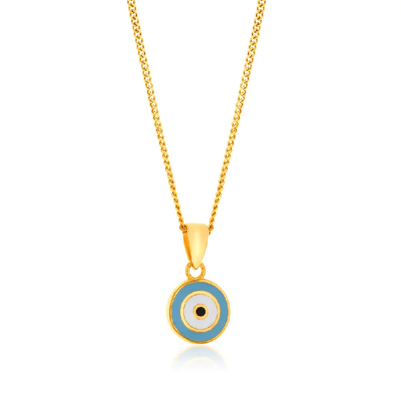 thin silver chain necklace 9ct Yellow Gold Evil Eye Double Sided Pendant