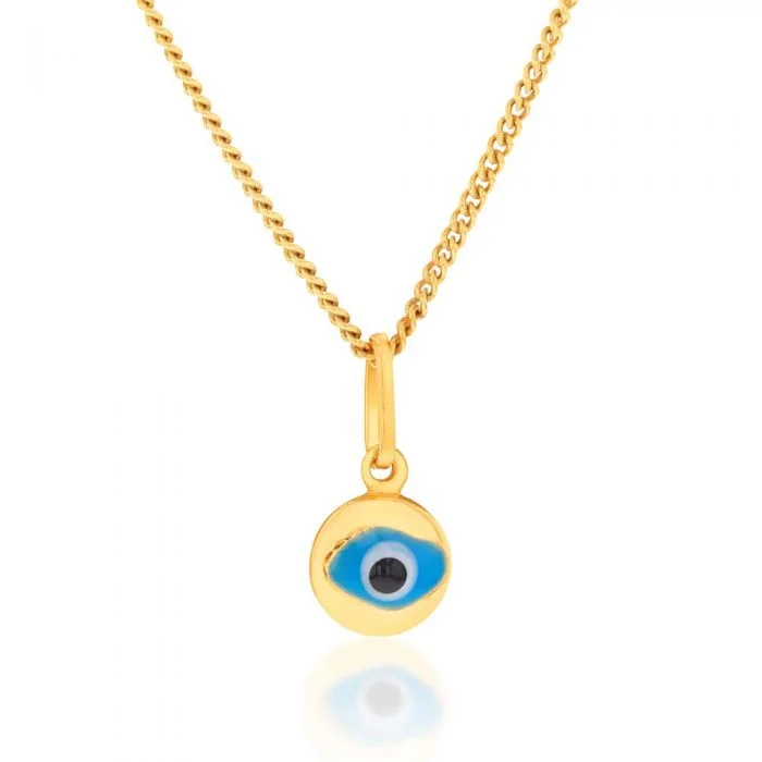 classic wedding set with diamonds 9ct Yellow Gold Evil Eye Pendant